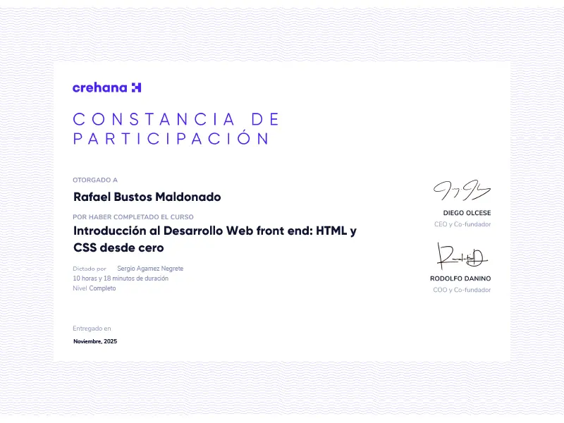 Introducción al Desarrollo Web front end: HTML y CSS desde cero