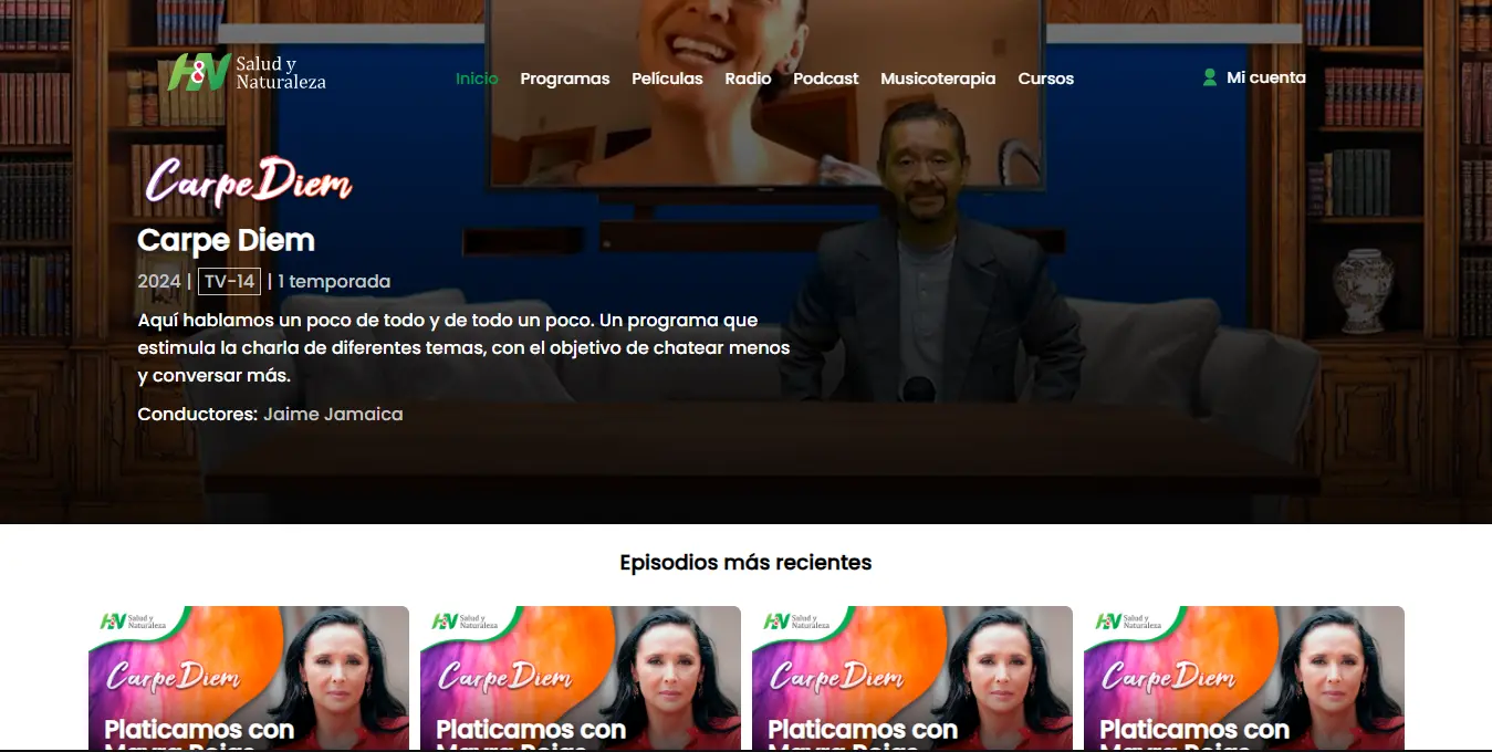 Captura de pantalla de la Primera versión de H&N Salud y Naturaleza Diseño por RAFA3LBM