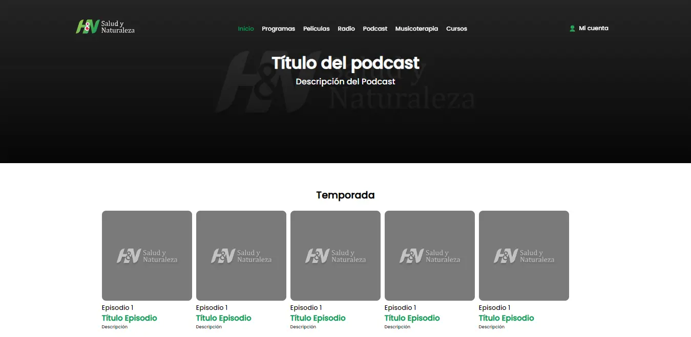 Captura de pantalla de la Primera versión de H&N Salud y Naturaleza Diseño por RAFA3LBM